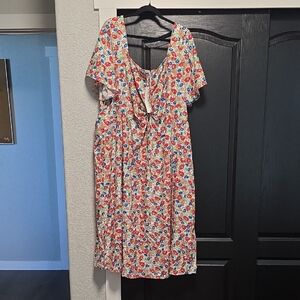 BloomChic Floral Midi Dress - Red and Blue